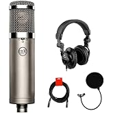 Warm Audio WA-47jr Large-Diaphragm FET Condenser Microphone with Polsen HPC-A30 Studio Headphones, Pop Filter &amp; XLR-XLR Cable Bundle