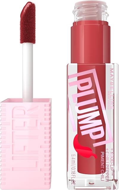Maybelline Lifter Plump Lip Gloss Hot Chili Heated Hyaluronic Vegan XL Wand
