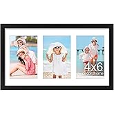 decorUhome 8x14 Picture Frames Collage Wall Decor, Display 3Pcs 4x6 Photos with Mat or 1Pcs 8x14 Unmatted, 3 4x6 Collage Picture Frames for Wall Mounting, Black