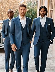 Wangyue Mens Suit 3 Piece Slim Fit Wedding Suits