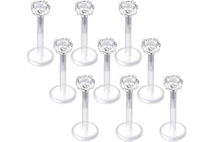 MODRSA 16G Clear Lip Rings Plastic Labret Studs Cartilage Forward Helix Tragus Earrings for Women Heart Round Diamond Medusa 
