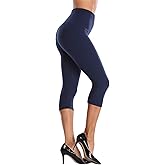 VOGUEMAX Women's Capri Leggings High Waist Soft and Comfy Cropped Leggings Tights 3/4 Length