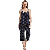 WiWi Womens Cami Pajama Sets 2 Piece Camisole Top Capri Pants Sleepwear Soft Lingerie Bamboo Viscose PJs S-XXL