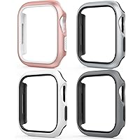 Amzpas 4 Pack Compatible for Apple Watch Case 40mm Series 6 5 4 SE, Two Color Hard PC Bumper Case Protective Cover Frame…