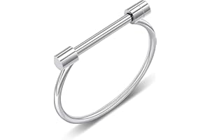 AILUOR Stainless Steel D Shape Bar Screw Shackle Horseshoe Novelty Fashion Bangle Bracelet Jewelry Unisex