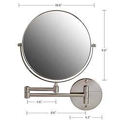 OVENTE 9" Wall Mounted Makeup Mirror with 1X/10X