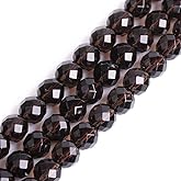 GEM-Inside Smoky Quartz Gemstone Loose Beads 8mm Natural Faceted Brown AAA Crystal Energy Stone Power for Jewelry Making 15"