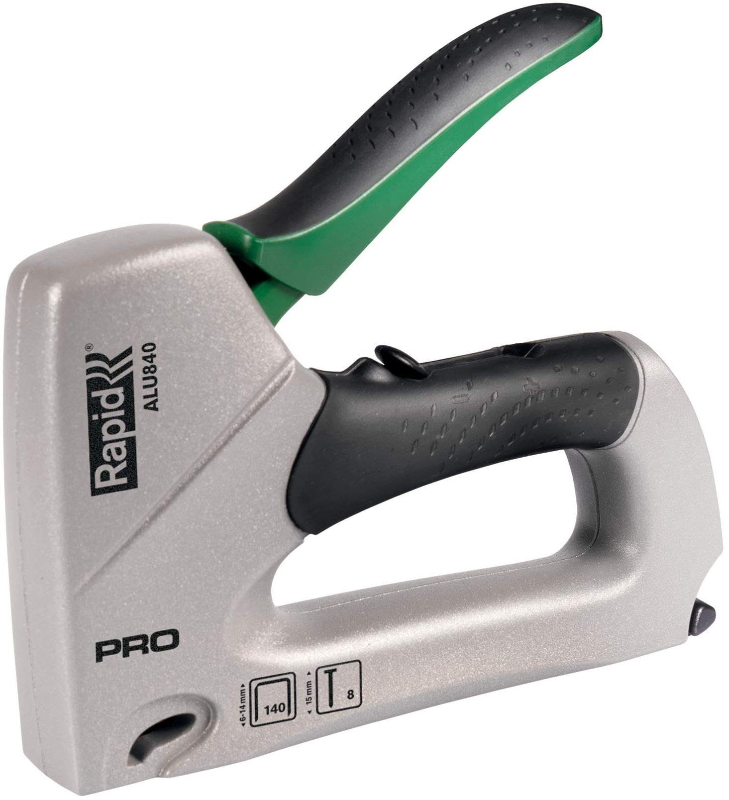 Rapid Heavy Duty Dual Staple Gun PRO ALU840 for No. 140 Staples and No. 8 Brads, Manual Staple Gun with 2-Step Force Adjuster, Ergonomic Handle and All-Steel Interior Wear Parts (22876001)