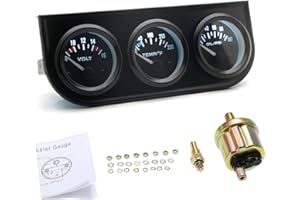 Shkalacar Triple Gauge kit Volt Meter Water Oil Press Pressure Gauge Temp Temperature Gauge 3 in 1 Kit Car Meter Auto Gauge, 