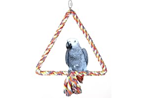 KinTor Medium Triangle Rope Swing Bird Toy Parrot Cage Toys Cages Conure African Grey
