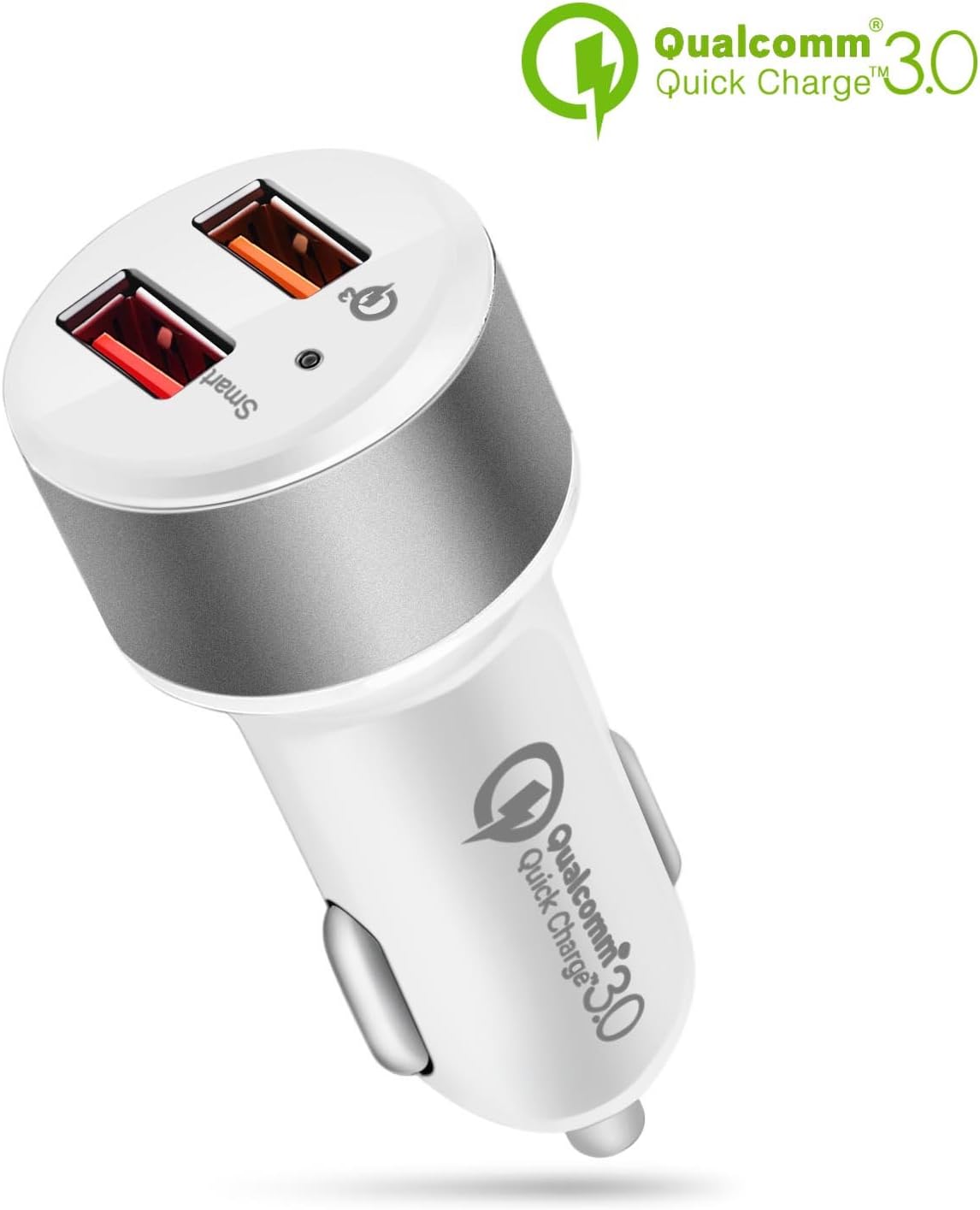 TNP USB Car Charger Dual Port w/ 18W QC Quick Charge 3.0 Smart IC Fast Charging Power Adapter Works for iPhone 11 Pro Max, Samsung Note10+ / S10, Google Pixel 4 XL, iPad, AirPods Pro, Tablets (White)