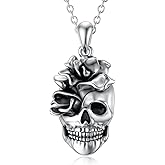 Seiyang Skull Necklace Sterling Silver Skull Pendant Gothic Jewelry Gift for Goth Lovers Halloween (with Gift Box)
