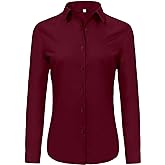 Ruisin Super Soft Wrinkle Free Button Down Shirts for Women Solid Long Sleeve Striped Formal Work Dress Blouses Tops