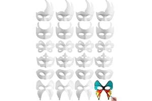 Coxeer White Masks, 24PCS DIY Unpainted Masquerade Masks Plain Half Face Masks Decorate