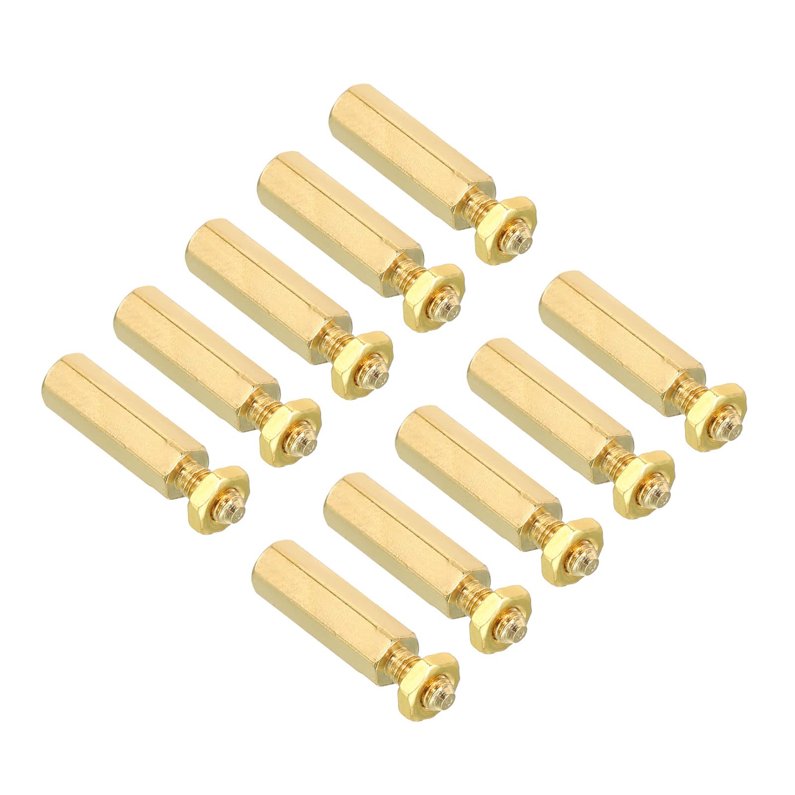 PATIKIL 15mm+6mm M3 Standoff Screws, 40 Pack Brass Hex PCB Standoffs Nuts for Motherboards, Computer Cases, Circuit Boards, Electronics, Gold Tone