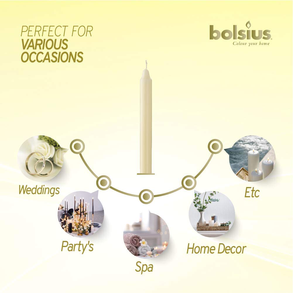 Bolsius - Tapered Candles - Box of 45 - Ivory - 18 cm - Burn Time: 6 Hours - Drip-Free, White - Image 5