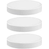 120mm (4 7/8 ") Fit - (3 Pack) White Plastic Lids for 1 Gallon Wide Mouth Glass Jars – PE Foam Liner, Food-Grade, Leak-Resistant Caps (Jars Not Included) by The Kombucha Company