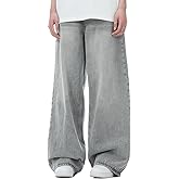 Y2k Baggy Jeans Men Women Wide Leg Grey Skater Jeans Vintage Grunge Oversized Denim Pants Hip Hop Streetwear