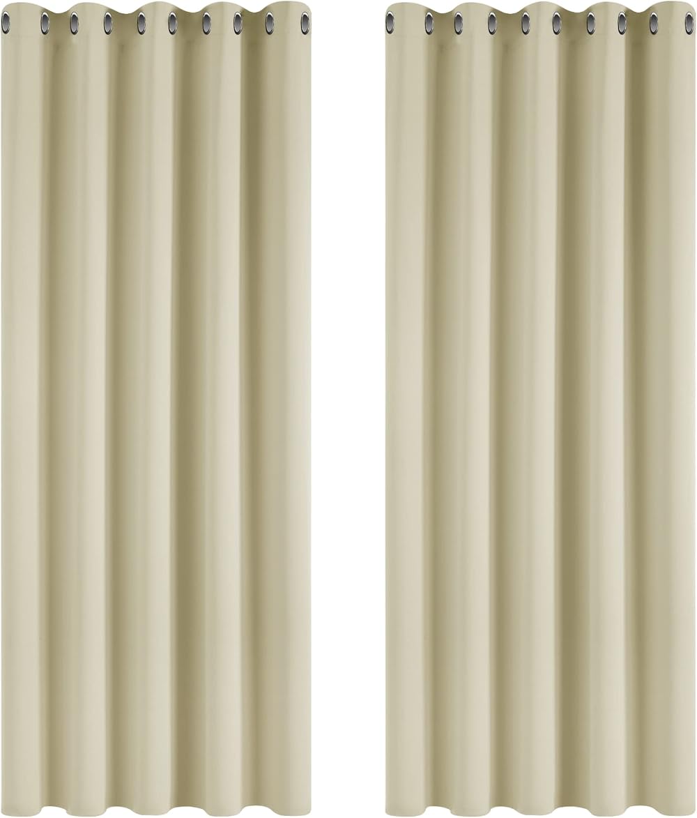 Deconovo Thermal Insulated Eyelet Curtains 66 x 54 Silver Grey 2 Panels