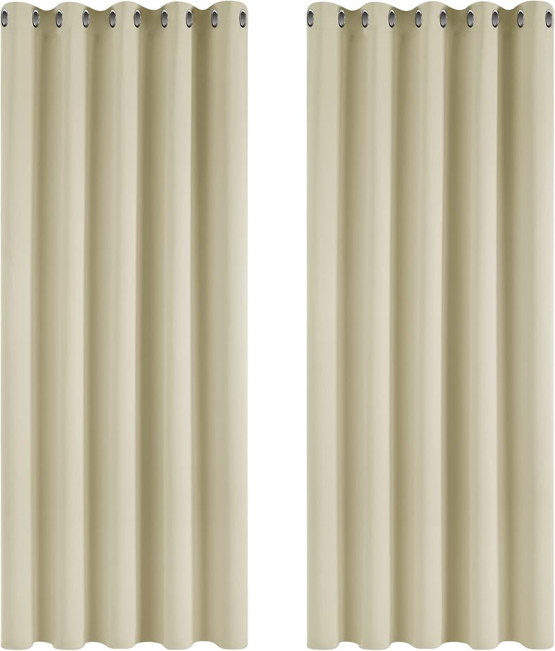 Deconovo Thermal Insulated Eyelet Curtains 66 x 54 Silver Grey 2 Panels
