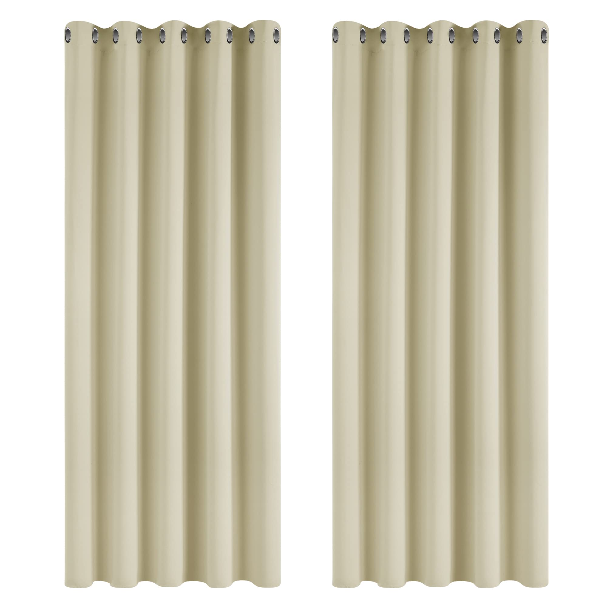 Deconovo Super Soft Room Darkening Curtains Thermal Insulated Eyelet Curtains for Nursery 66 x 54 Inch Beige 2 Panels