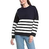 English Factory Women's Stripe Round Neck Sweater, Navy/White, S