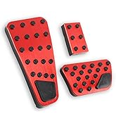 LEXLEY 3PCS Anti-Slip Aluminum Brake Gas Parking Pedal Pads,Auto No Drilling Accelerator Pedal Covers Only for Dodge 2010-2018 RAM 1500 2500 3500,2019-2024 RAM 1500 Classic-RED