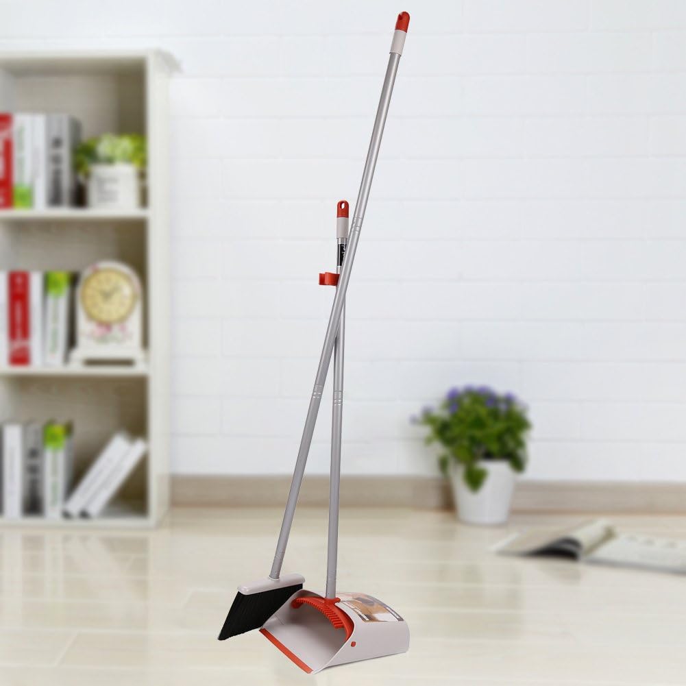 Broom and Dustpan for Home/Broom with Dustpan Combo Set/Dust Pan with Long Handle for Kitchen Room Office Lobby Floor Use Upright Standing Dustpan Indoor Broom Set: Home & Kitchen