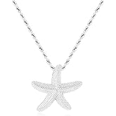INNERDIVA Delicate Starfish Pendant Necklace, Gold and Silver Tone Twisted Chain Beach Jewelry for Women - Summer Ocean Inspired Adjustable Necklace