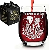 Opininqo Gothic Skull Wine Glass Til Death Do Us Part Goth - Bride or Die Bachelorette Party Gift - Suitable for Couples Wedding Bridal Shower Halloween Single Woman Party Gifts Ideas