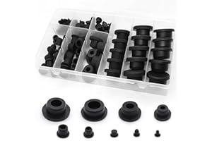 CANUMER 85PCS 9 Sizes Black Rubber Plugs for Round Holes, Silicone Rubber Stoppers Plugs Assorted Sizes, Waterproof Snap Locking Sealing Plugs for Furniture Bottles Pipes Flower Pots