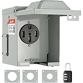 VEVOR 50 Amp RV Power Outlet Box, 125/250 Volt, Enclosed Lockable Outdoor RV Receptacle Box, NEMA 14-50R Weatherproof Electrical Panel, for RV Camper Trailer Motorhome Electric Car