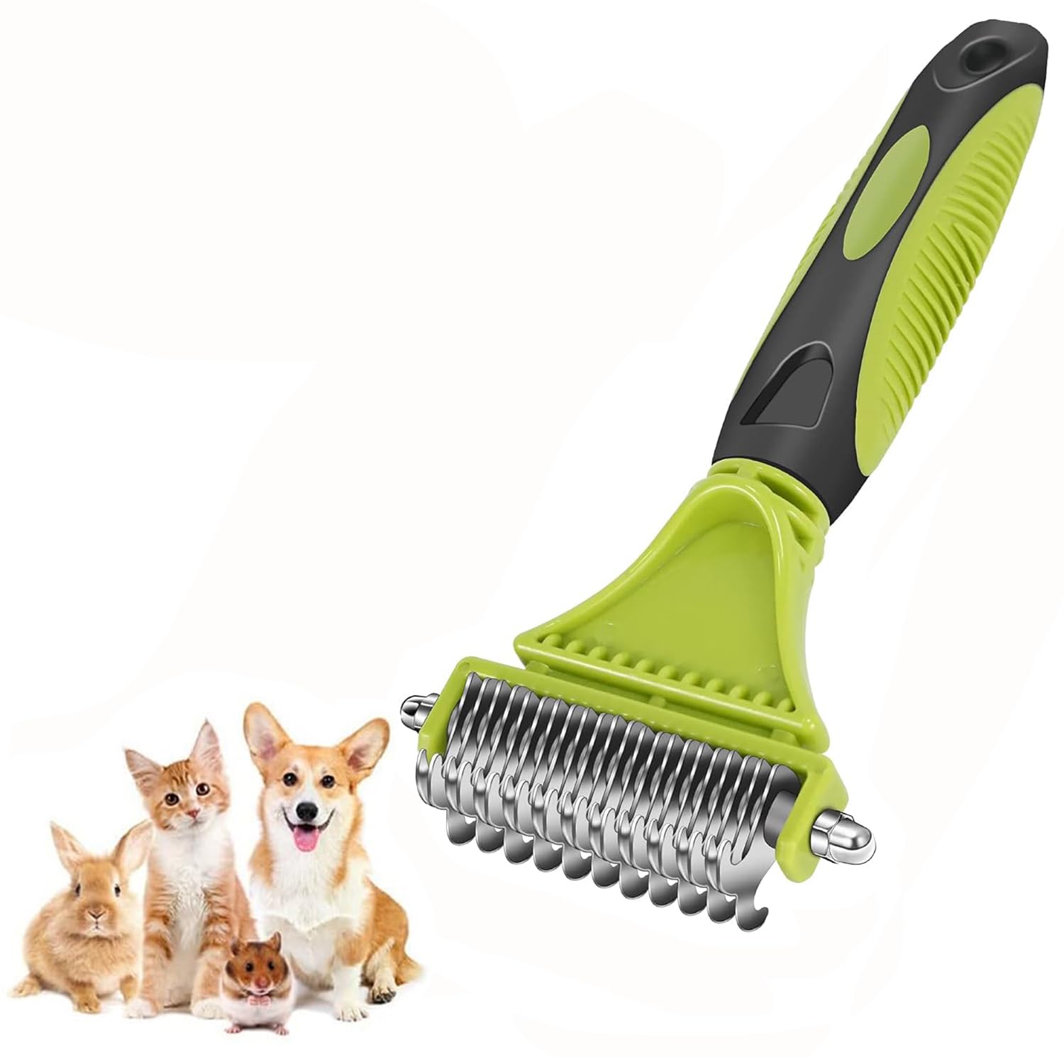 Pet Grooming Brush for Dogs/Cats, Double Sided Hair Removal Tool and Undercoat Rake for removing loose undercoat and tangles, reducing shedding by up to 95%, ideal for short to long hair breeds
