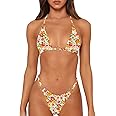 MIKETAI Sexy Bikinis for Women 2 Piece Bikini Spaghetti Strap Swimsuits Solid Color Bathing Swimwear Triangle Bathing Suit
