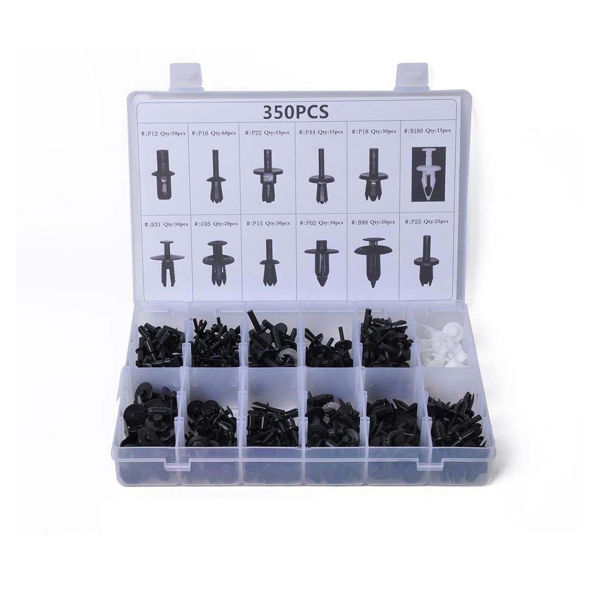 350 PCS Plastic Buckle Rivets Multi-Specification Car Bumper Core Nails for General Motors Plastic Buckle, Piercing Nail