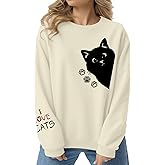 Cayxatiu Cat Sweatshirts for Women Funny Graphic Sweatshirt Cute Paw Printed Long Sleeve Shirts Cat Claws Pullover Tops