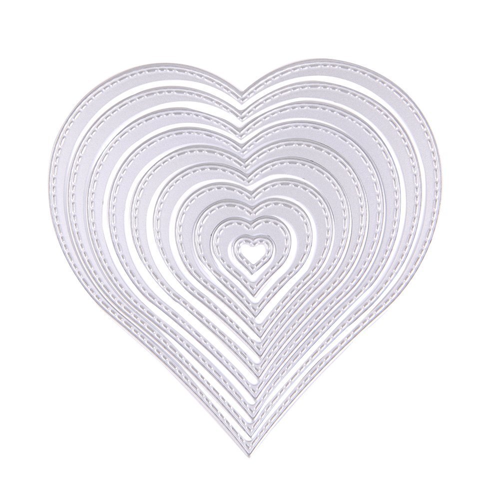 U-horizon 10pcs LOVE Heart Cutting Dies, DIY Scrapbooking Metal Embossing Stencil For Album Paper Card Art Craft