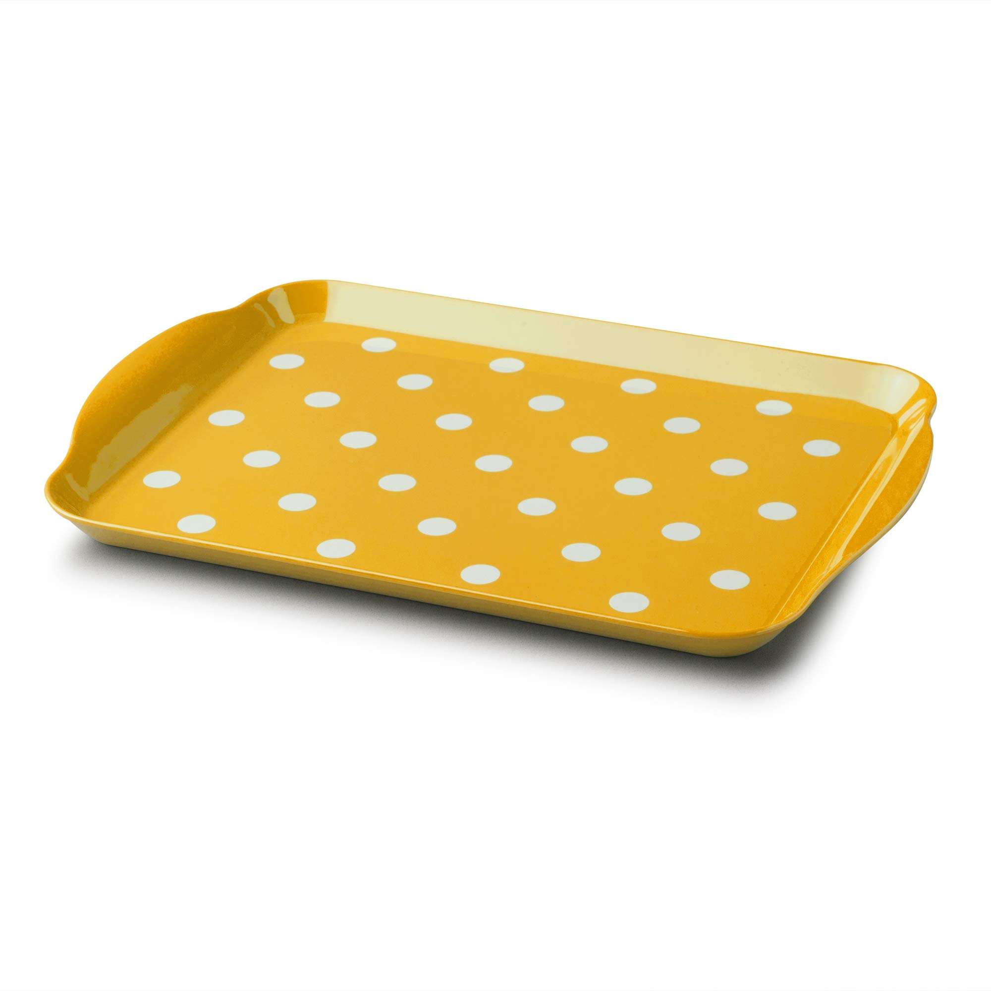 Zeal G201M Melamine Dotty Design Serving Tray (30x21cm), Mustard