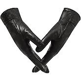 AMVELOP Leather Gloves For Women Winter Warm Cashmere Lining Glove Touch Screen Texting Driving Lambskin Gloves