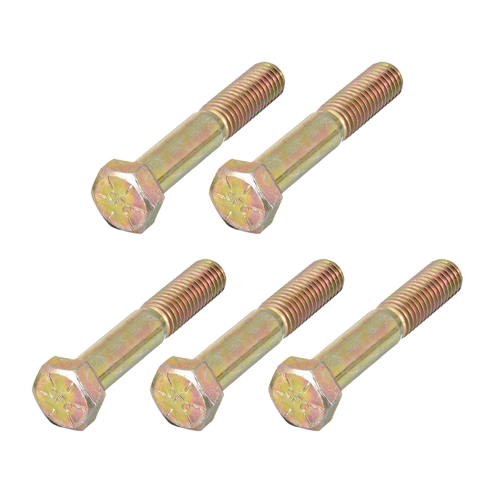 METALLIXITY Hex Bolts (9/16-12x3") 5Pcs, Grade 8 Carbon Steel Zinc Plated Partial Threaded, UNC Coarse Thread Hex Head Screw Bolt - for Furniture Repair, Yellow
