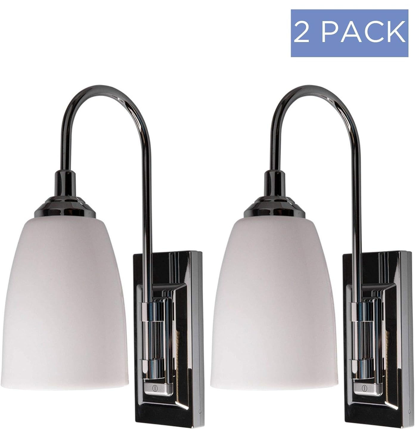 Westek Battery Operated Wall Sconces 2 Pack With Chrome Finish