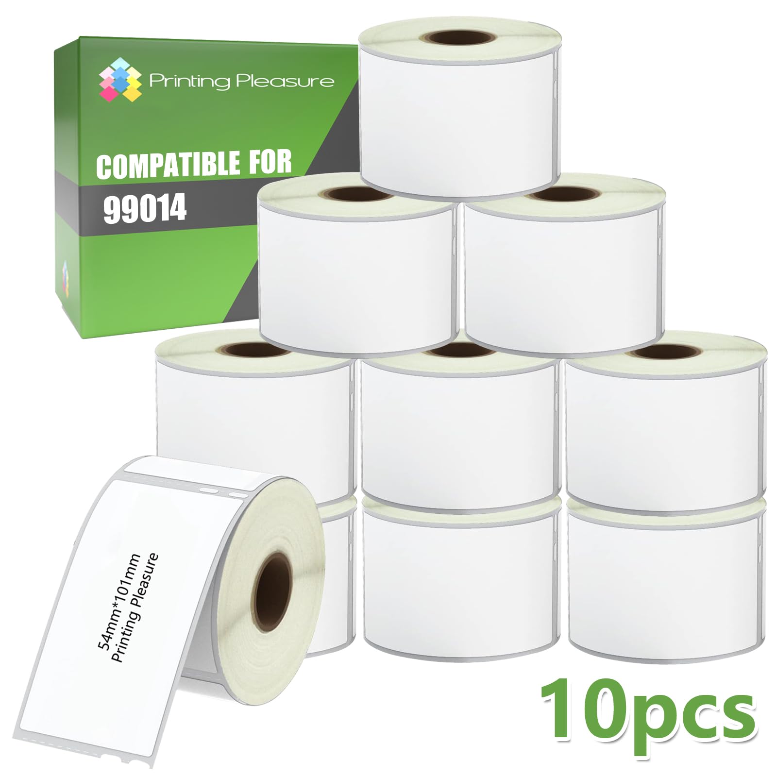 Printing Pleasure 10x Compatible with Seiko 99014 54mm x 101mm White Shipping and Name Badge Labels Rolls (220 Labels per Roll) for LabelWriter 4XL 450 400 330 320 310 TwinSeiko Printers