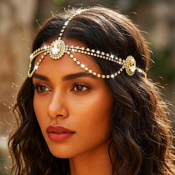 Amazon.com : BABEYOND Crystal Leaf Wedding Diadem Headband  display picture 2