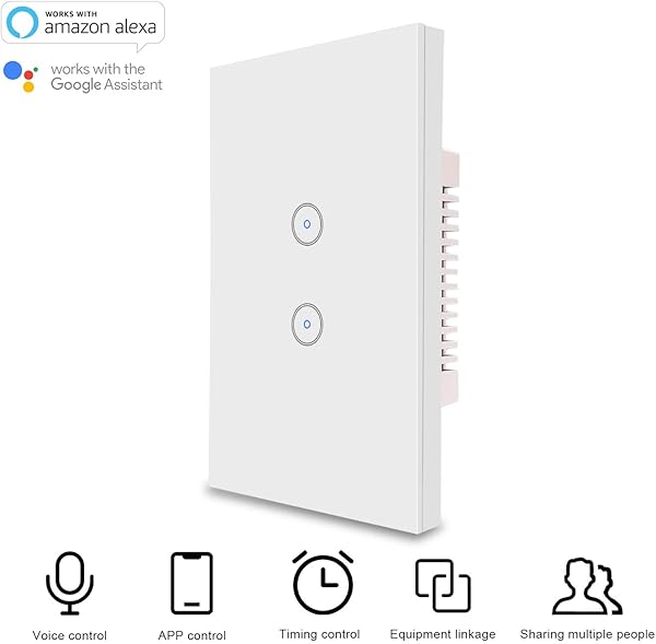 UseeLink Interruptor ZigBee Smart Light de 2 velocidades compatible con AlexaGoogle Home se utiliza con TuYa ZigBee Hub mando a distancia funcin de temporizador control por voz 1 paquete