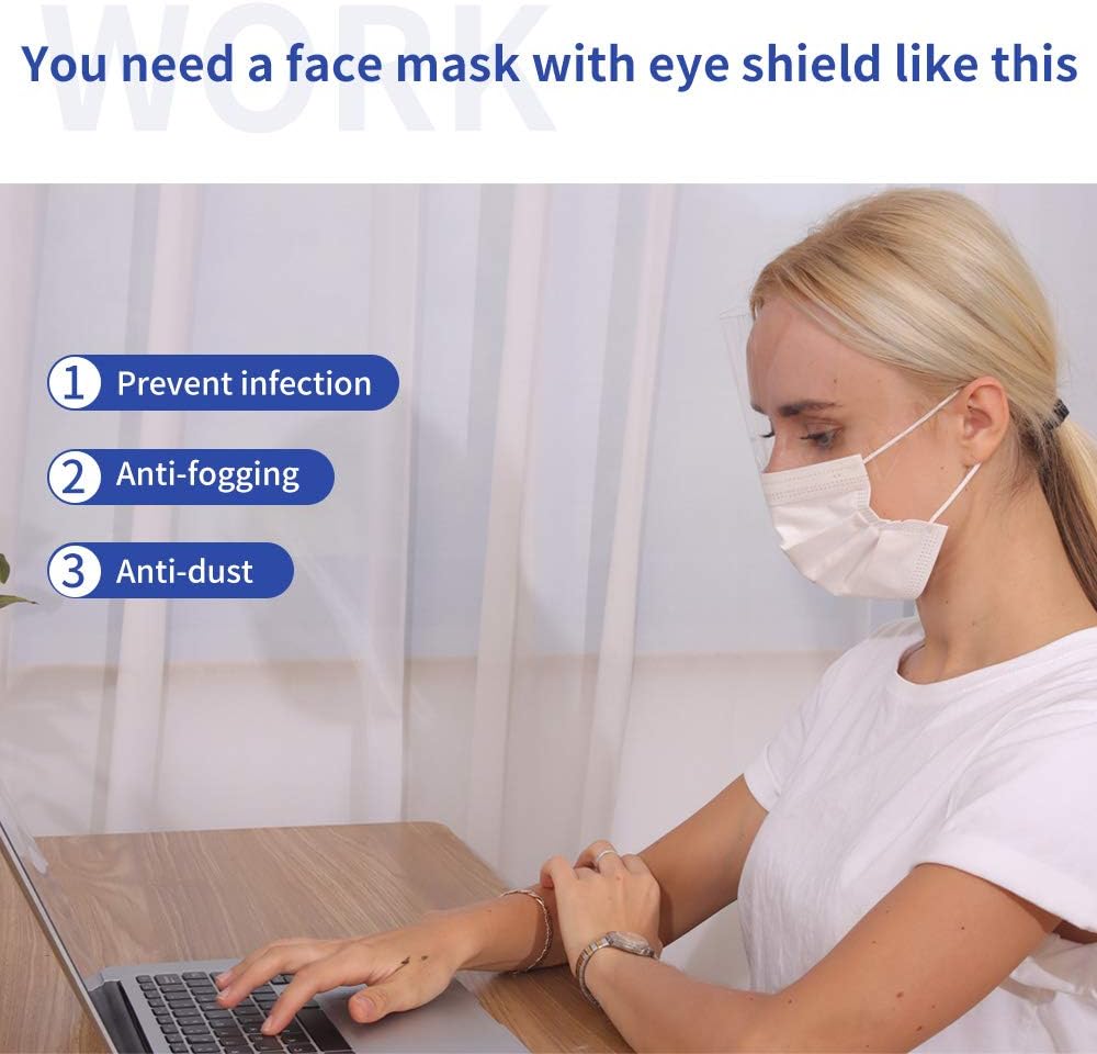 Peesnt 10 Pcs White Disposable Face Mask with Eye Shield: Home Improvement