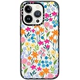 CASETiFY Compact iPhone 14 Pro Case [4 ft. 2X Military Grade Drop Protection/Slim/Lightweight] - Bright Spring Flowers - Clear Black