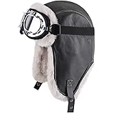 Lifup Trapper Hat Winter Hats for Men Aviator Hat with Goggles Fur Hunting Hat with Fur Ear Flaps