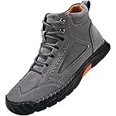 Sawbehind Men’s Boots Wide Comfortable Handmade Leather for Hiking, Working, Outdoor - Waterproof Non-slip Lightweight Breathable with Arch Support and Wide Toe Box