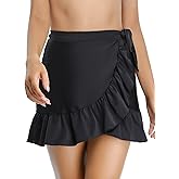 SHEKINI Women's Tie Side Swimwear Ruffle Sarongs Beach Wrap Swimdress Bikini Cover Up Skirt(No Bottoms)