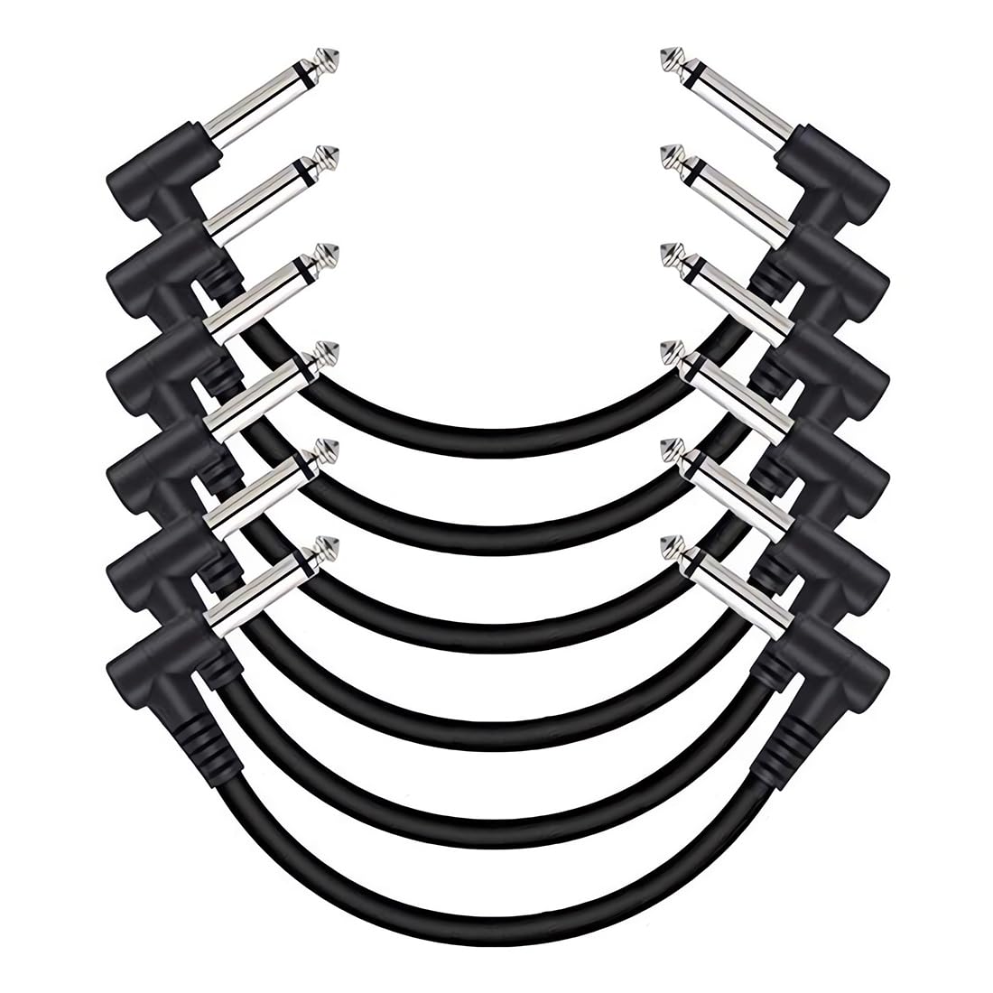 DHKFXKT 6 Pack Black Guitar Pedal Cables, 6 Inch, Male-to-Male, Tangle Resistant, For Guitar/Bass Effect Pedals